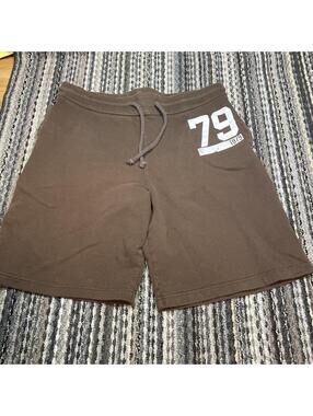 NATIONAL OUTFITTERS SWEAT SHORTS Brown Large "1979" Print